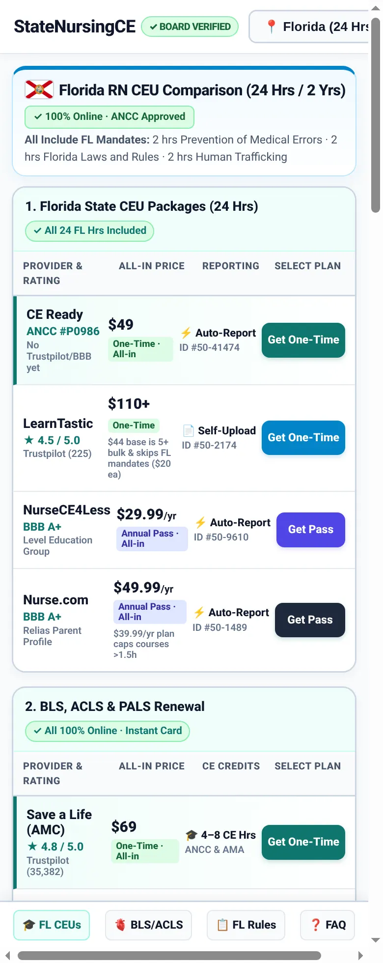 All-in price breakdown on mobile